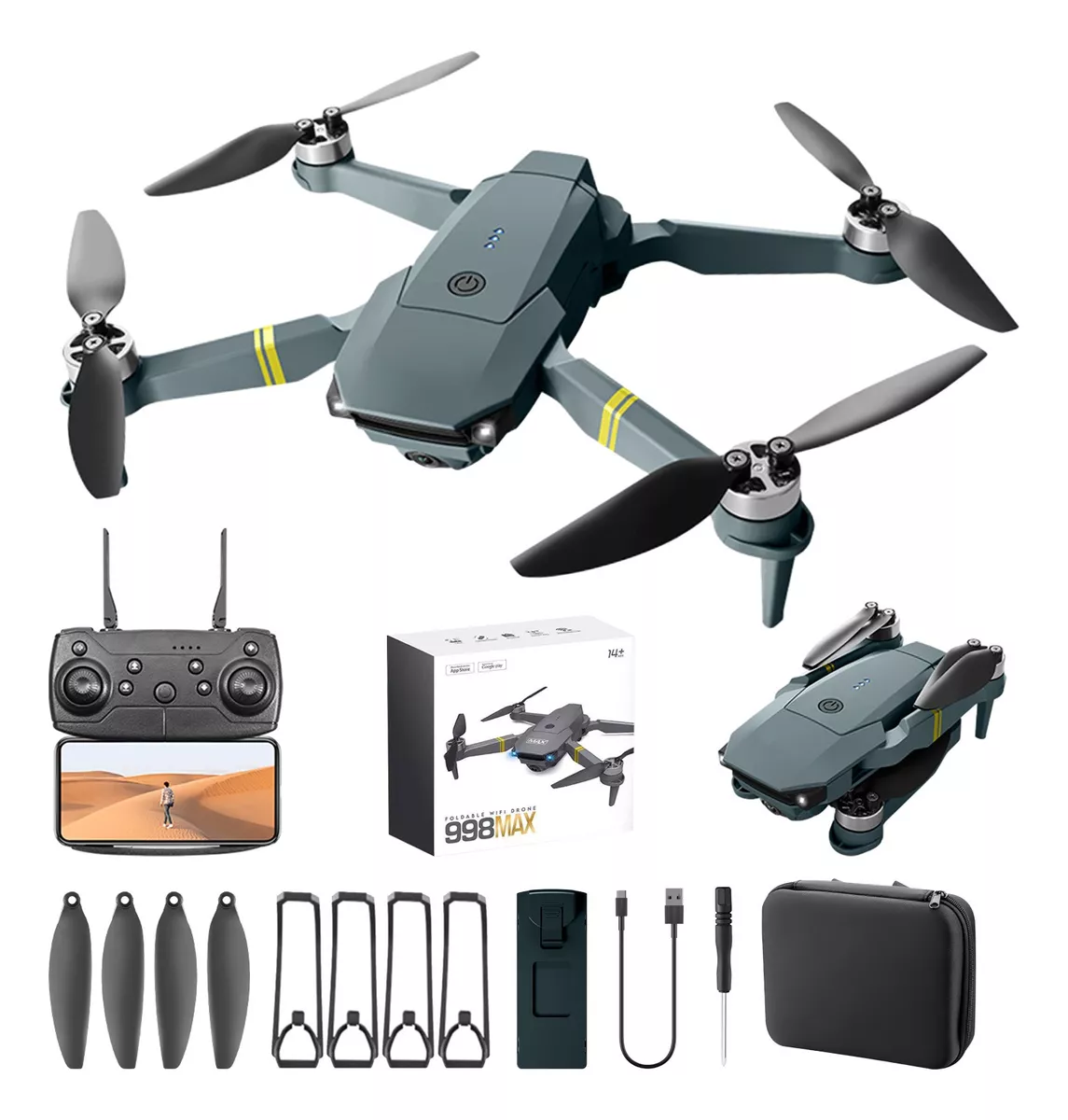 Drone 998max Motor Brusless Doble Camara 2 Baterias Estuche