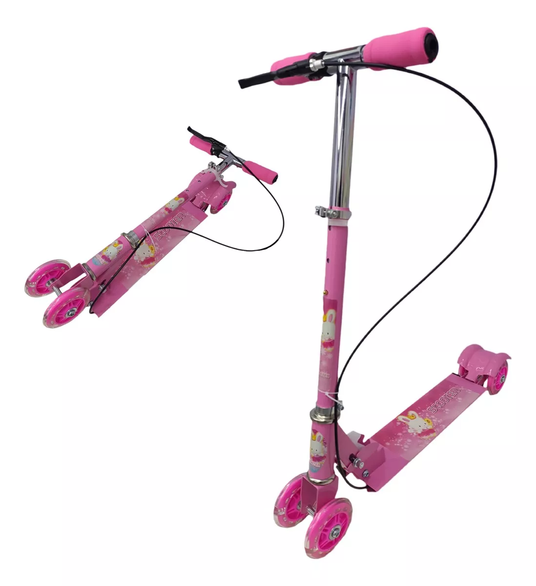 Patineta Scooter En Aluminio Con Freno 4 Ruedas Luces Led