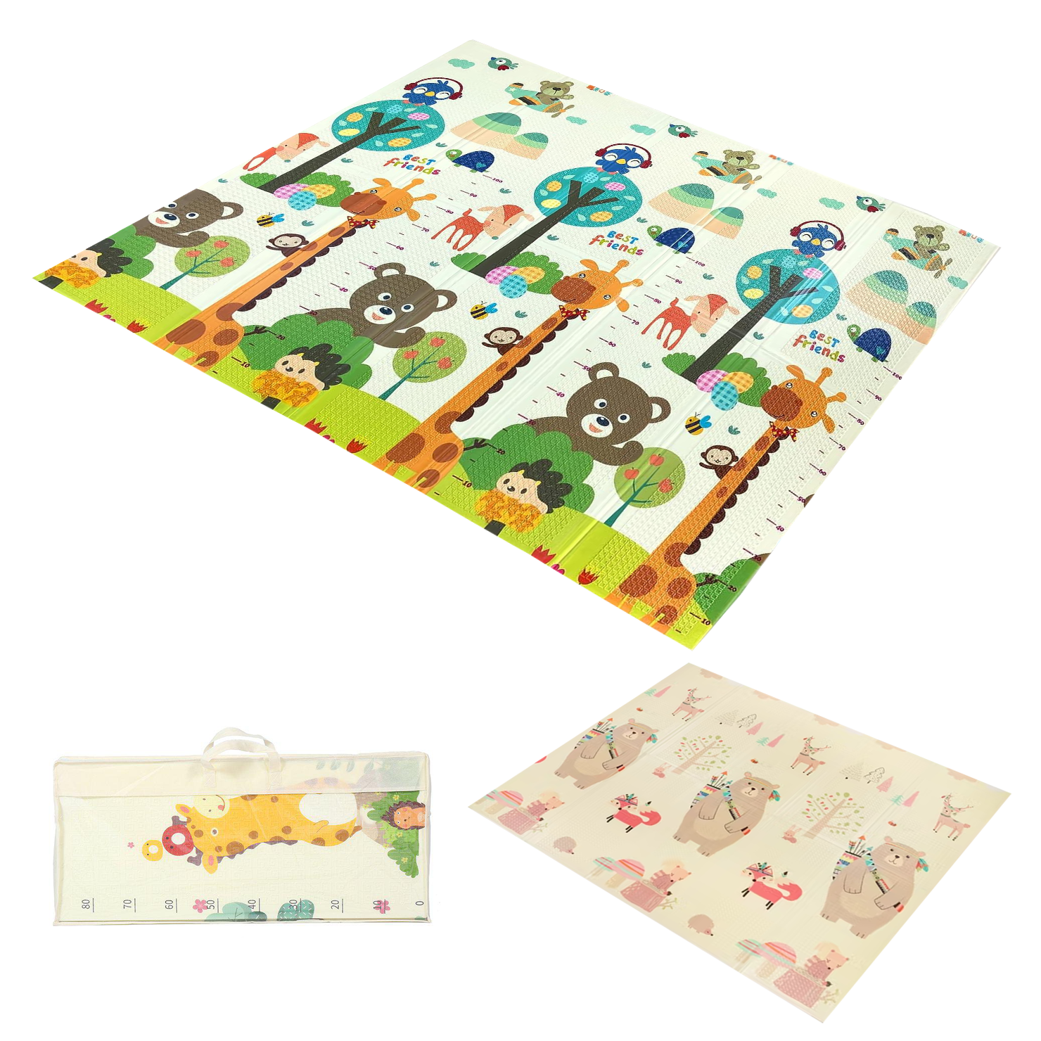 Tapete Extra Grande Plegable Para Bebé 200x180 Cm Doble Faz