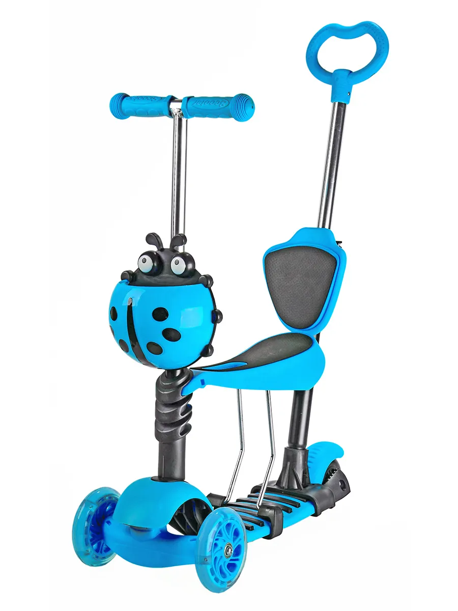 Patineta Scooter 5 En 1 Para Niños Push And Ride Con Sillita Azul