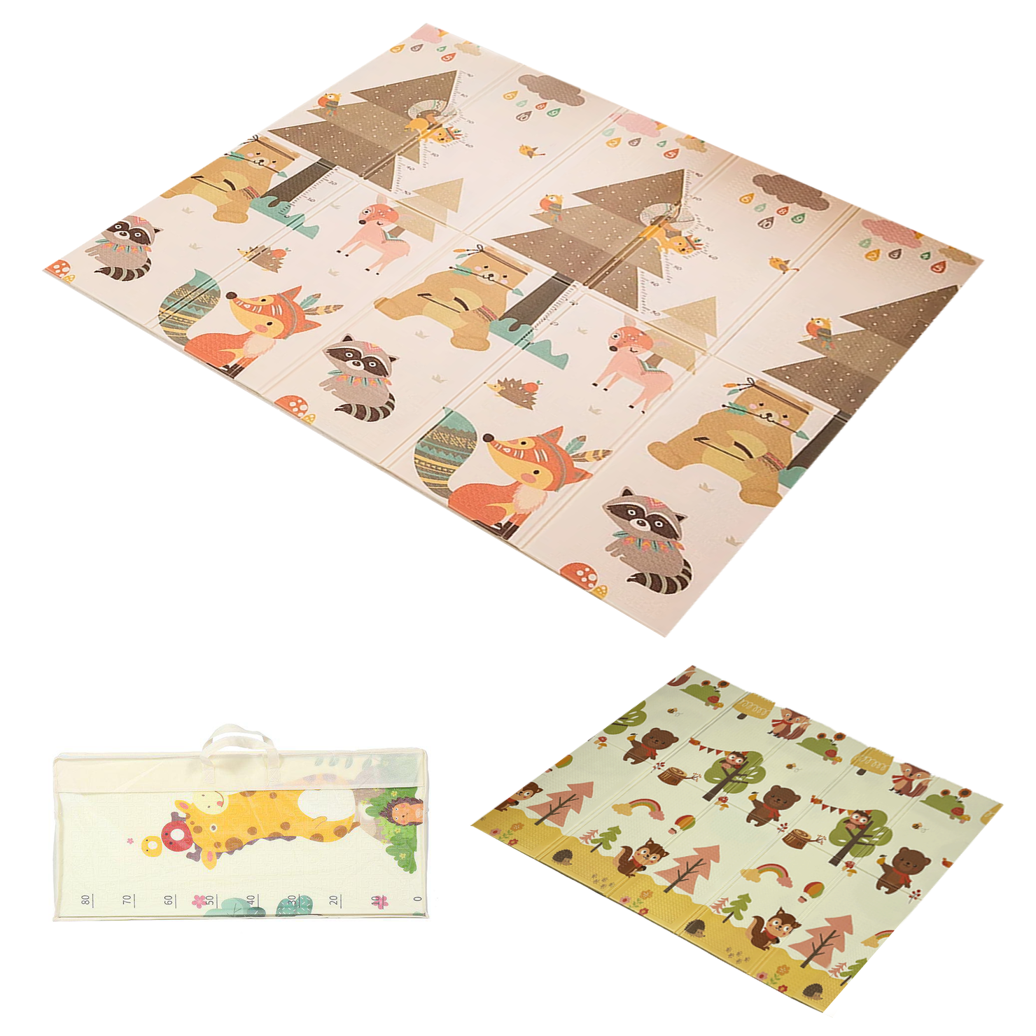 Tapete Extra Grande Plegable Para Bebé 200x180 Cm Doble Faz