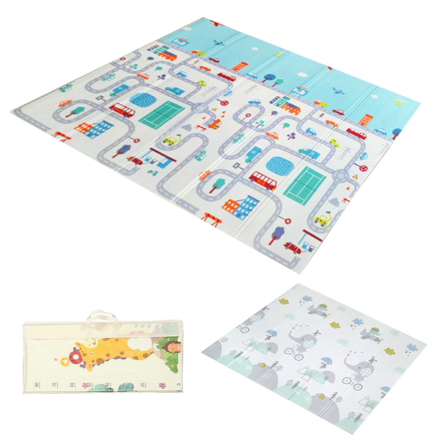 Tapete Extra Grande Plegable Para Bebé 200x180 Cm Doble Faz