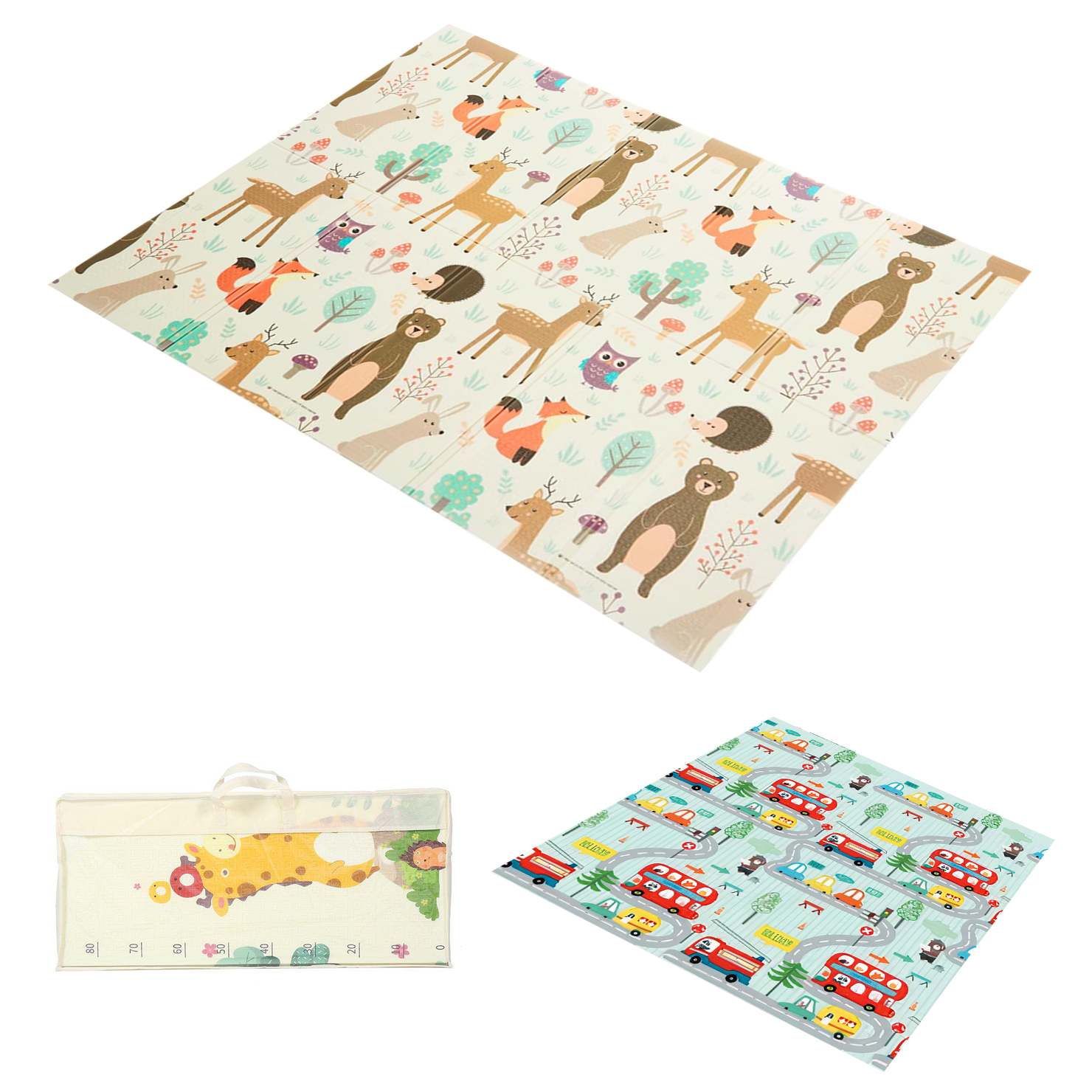 Tapete Extra Grande Plegable Para Bebé 200x180 Cm Doble Faz