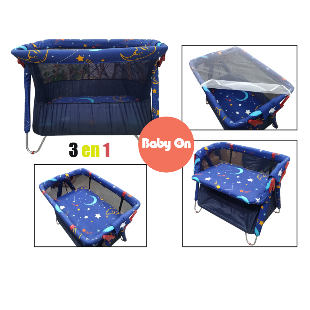 Cuna Corral Cambiador 3 en 1 Para Bebes Ajustable Toldillo