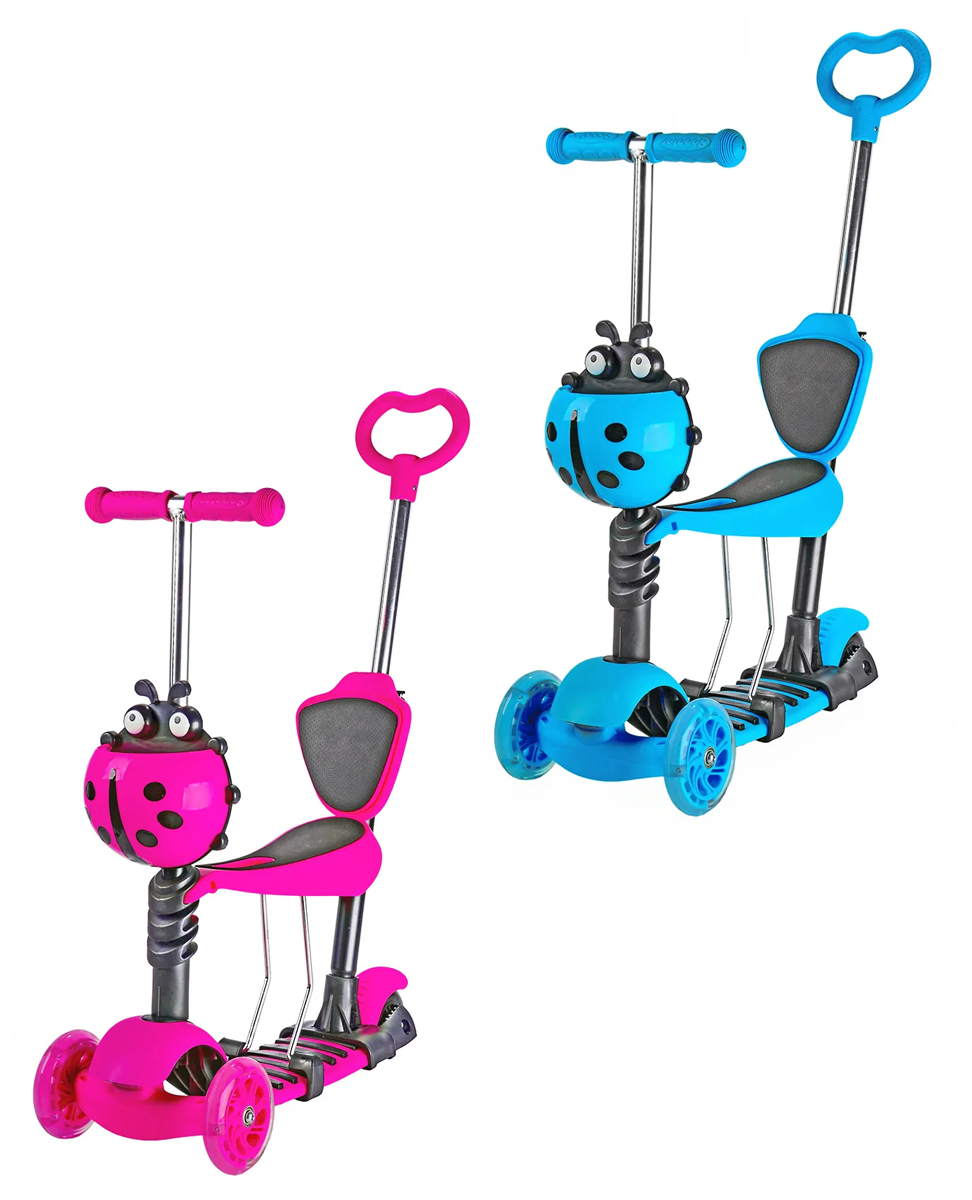 Patineta Scooter 5 En 1 Para Niños Push And Ride Con Sillita Azul