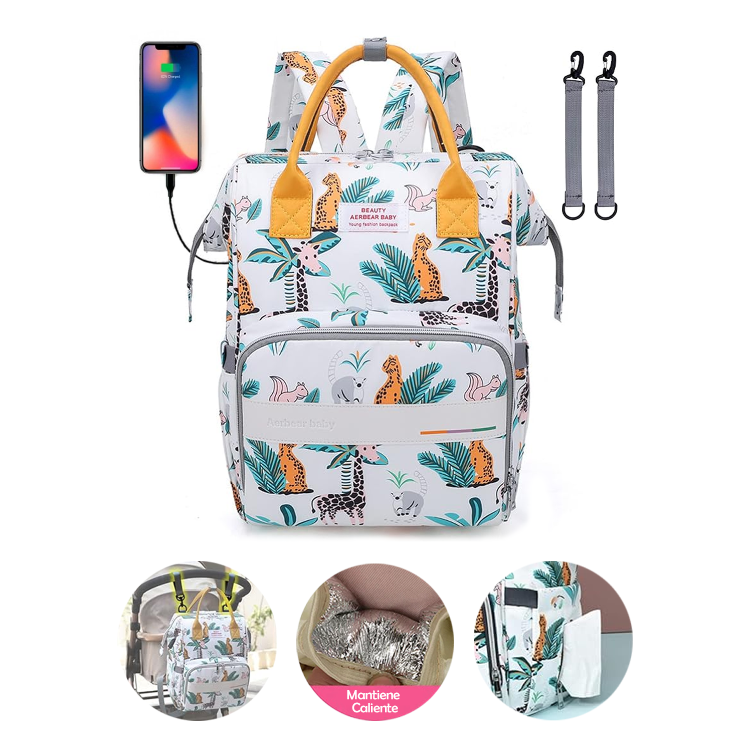 Pañalera Morral De Lujo Con Diseños Estampados Y Usb