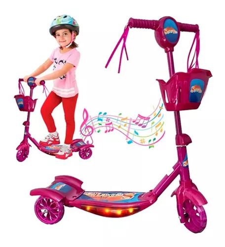 Monopatin Patineta Infantil Para Niños Con Luces Y Sonidos Rosa