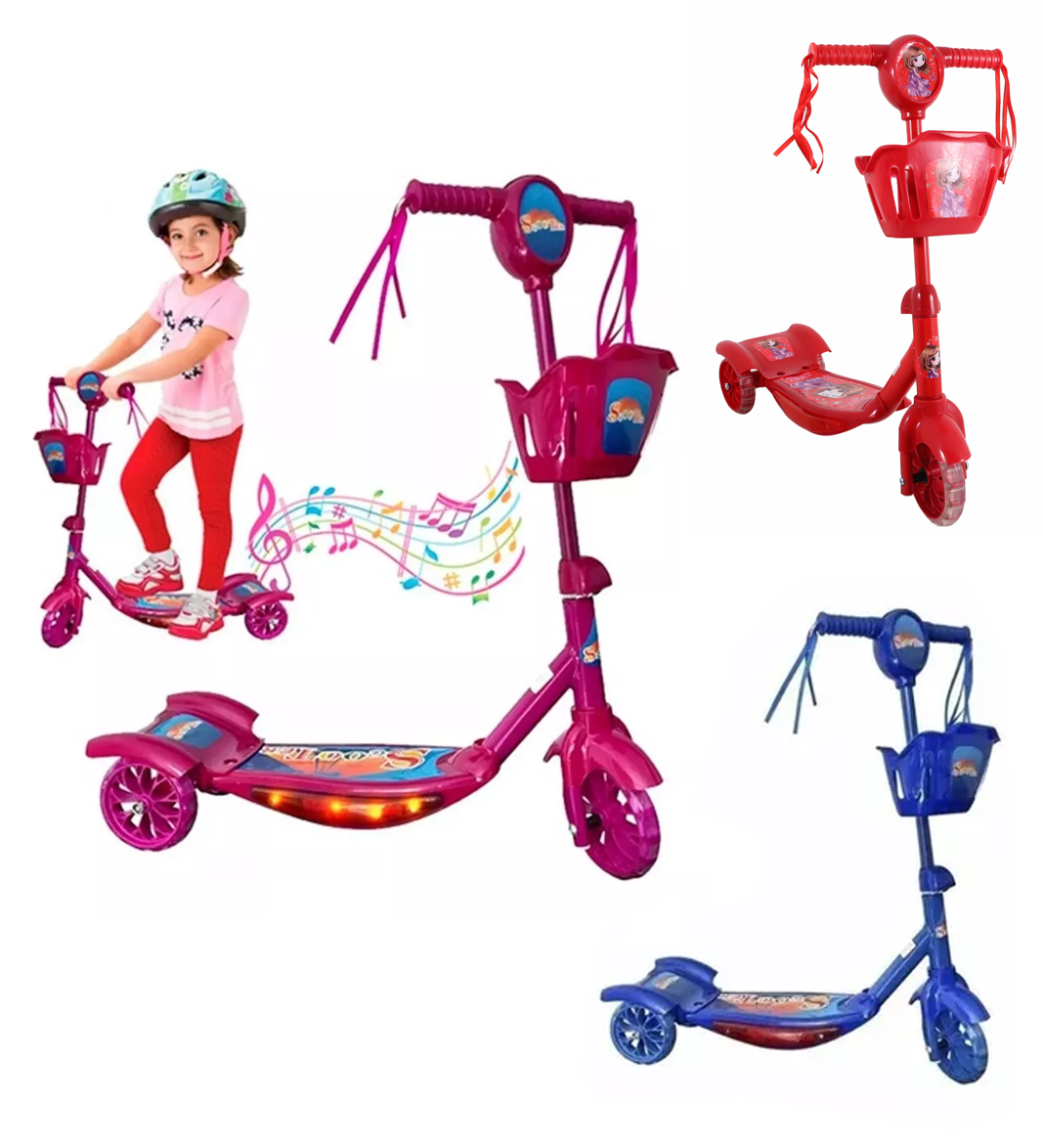 Monopatin Patineta Infantil Para Niños Con Luces Y Sonidos Rosa