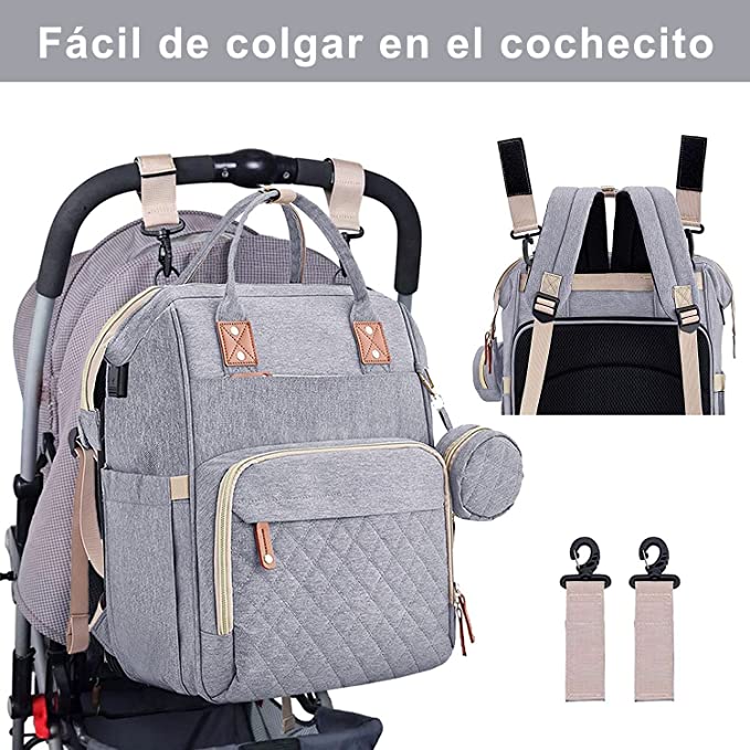 Pañalera Tipo Morral Multifuncional Bolsillos Termicos Y Usb