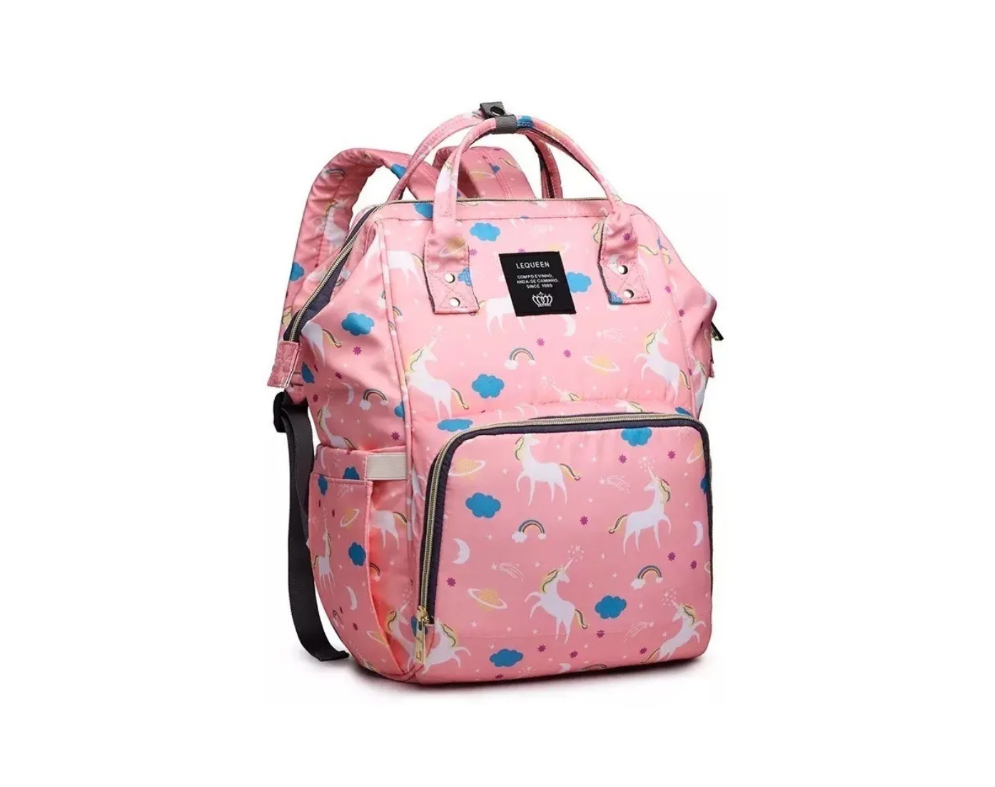 Pañalera Morral Multiusos Estampado De Unicornios