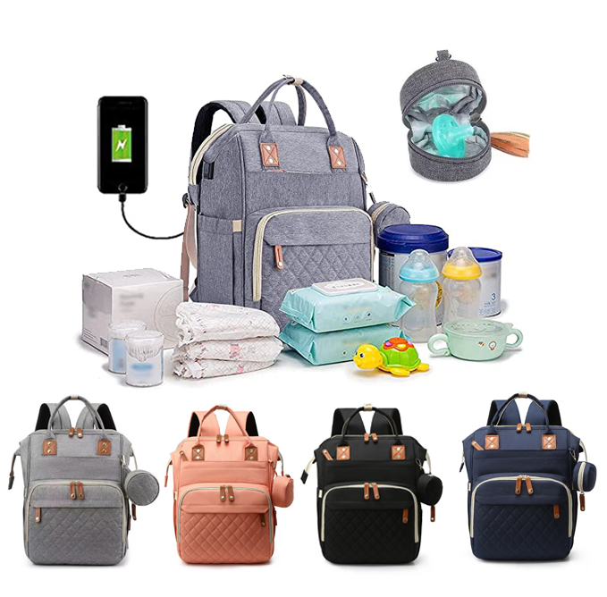 Pañalera Tipo Morral Multifuncional Bolsillos Termicos Y Usb