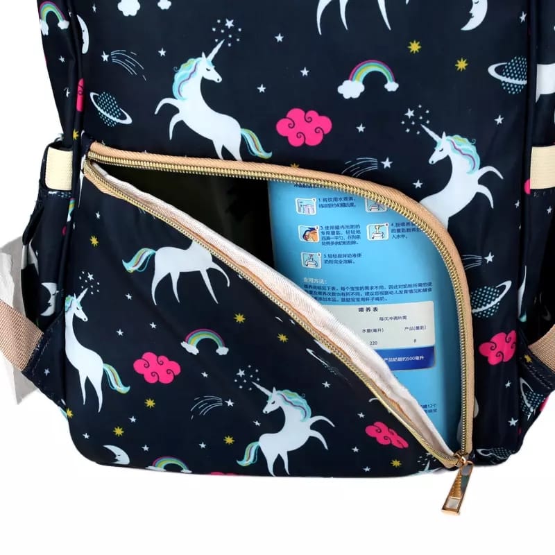 Pañalera Morral Multiusos Estampado De Unicornios