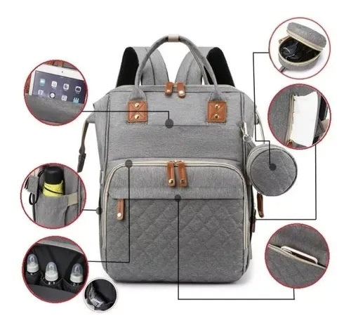 Pañalera Tipo Morral Multifuncional Bolsillos Termicos Y Usb